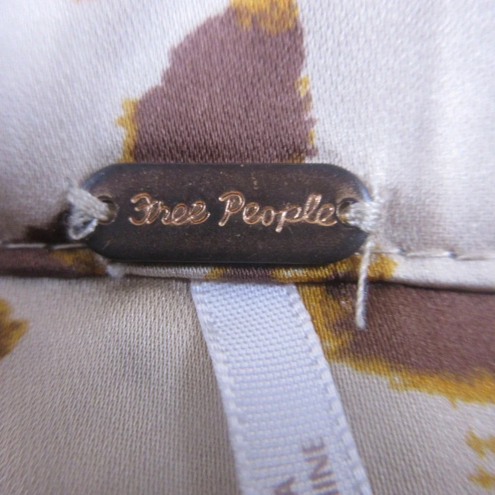 Free People Skirt Womens 8 Brown Leopard Satin Maxi Animal Print Party‎ Casual